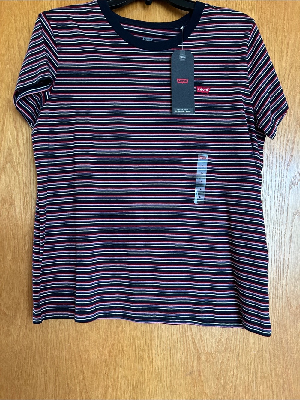 Levi's Navy, Red, pink, light blue & White Striped Tee